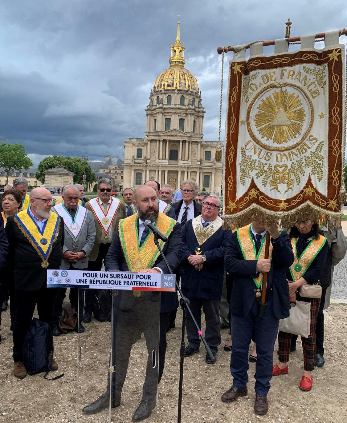 Discours de Guillaume Trichard, Grand Maître du Grand Orient de France à l’occasion du rassemblement à Paris, Place Vauban, le 18 juin 2024, pour un sursaut pour une République fraternelle